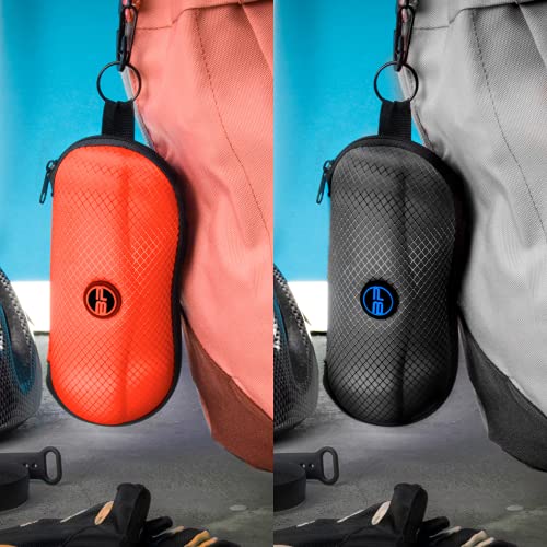 BLUPOND Sunglasses Case Semi Hard EVA Shell with Metal Hanging Hook Belt Clip Sun Glasses Storage - color: Black/Orange