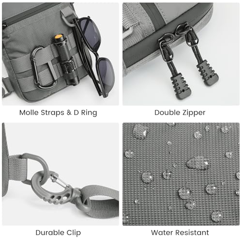 G4Free Small Crossbody Sling Bag, Mini Tactical EDC Chest Bag for Men - color: Grey