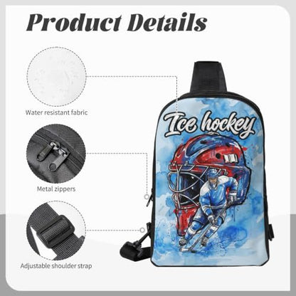 Mens Crossbody Bag Sling Backpack Portable EDC Chest Bag - color: Ice Hockey