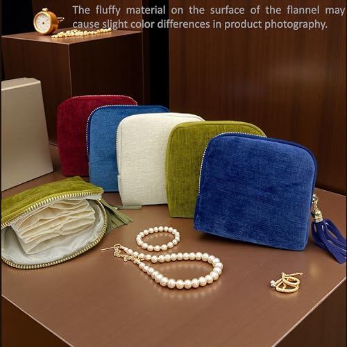 Jewelry Organizer Case, Small Travel Velvet Pouch, Portable - color: Gem Blue