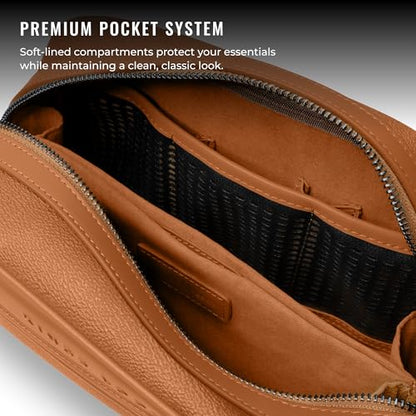 Kings Loot Premium Dopp Kit, Leather Travel Toiletry Bag, Saffron - color: Saffron