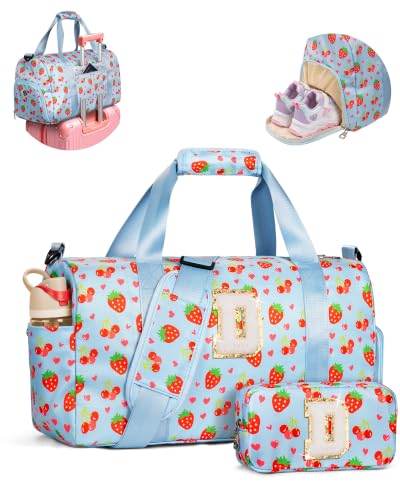 Elilier Dance Bag for Girls Kids, Dance Recital Birthday Gifts, Letter D - color: Blue, style: D