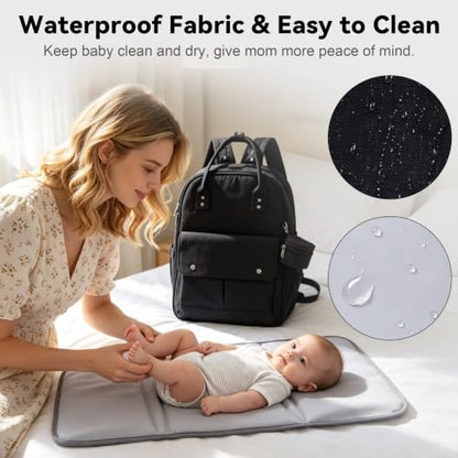 Large Capacity Diaper Bag Backpack, Wet/Dry Separation Black - color: Black