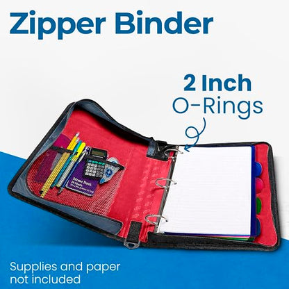 Case-it Zipper Binder | 2-Inch O-Rings | 350-Sheet | D-251 Fire Engine Red - color: B Fire Engine Red, size: 6 Pack