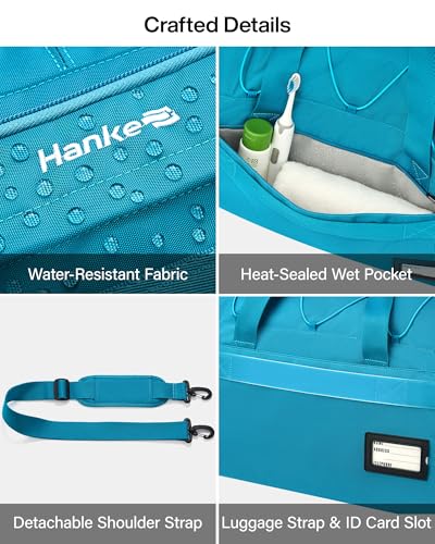 Hanke Duffle Bag for Travel, Dual Expandable Weekender Bags, Caribbean Blue - color: Caribbean Blue