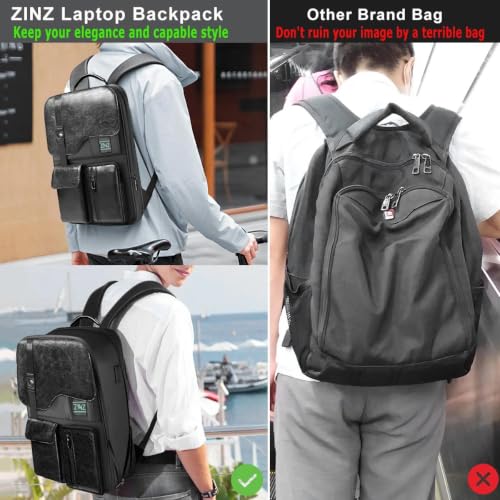 ZINZ Slim & Expandable Laptop Backpack 15.6 Inch,Black - color: Black