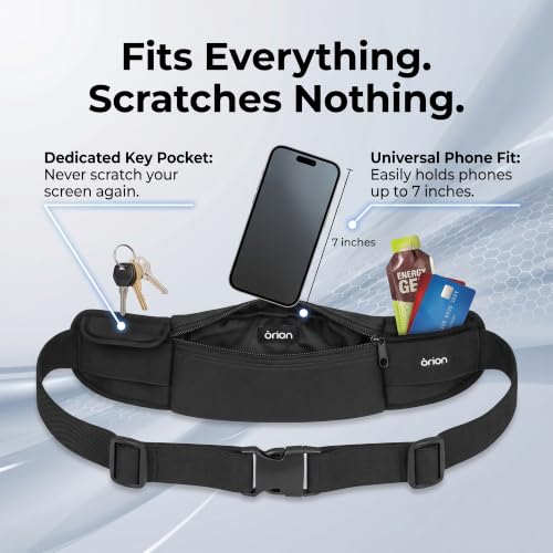 The Belt of Orion Running Belt, No-Bounce Waist Pack, 3 Pockets | Running Belt, No-Bounce Fit, 3 Zippered Pockets, Adjustable, For Running, Workouts & Hiking 9x3.5in - size: Classic 9"x3.5"
