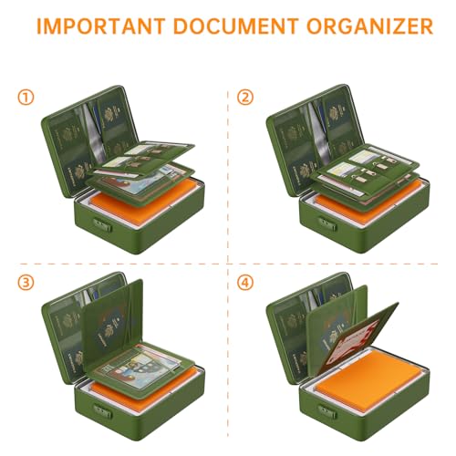 DocSafe 5200°F Fireproof Document Organizer Box with Lock, Green (Soft) - color: Green, size: 15"x11"x4.1"