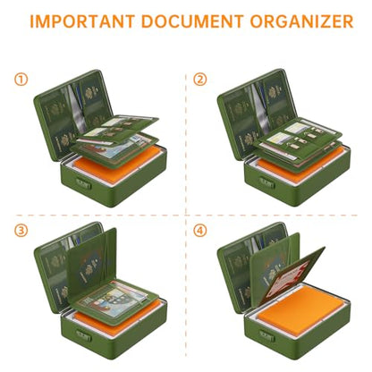 DocSafe 5200°F Fireproof Document Organizer Box with Lock, Green (Soft) - color: Green, size: 15"x11"x4.1"