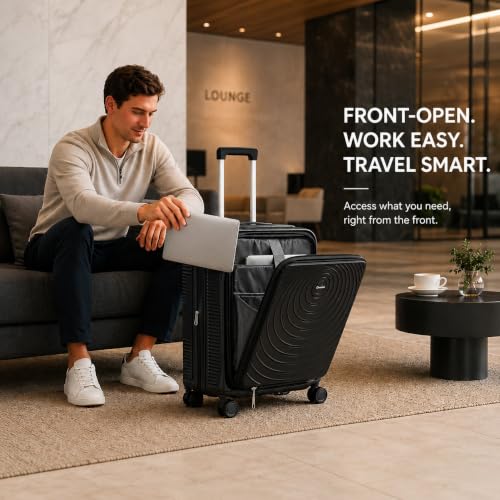 21Inch Carry On Luggage, PP Expandable Luggage Sets with Spinner Wheels - color: DarkBlue