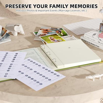 Important Document Organizer – Emergency File Folder Protect Your Family’s Legacy with 3-Ring and Label Pockets, Perfect for Home Office Filing and Gift Giving on Special Occasions - color: Green