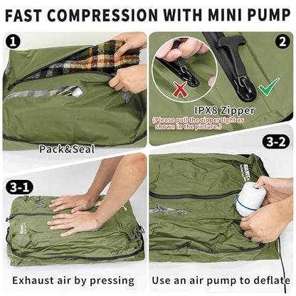 EULANT Travel Vacuum Bags,IPX8 Waterproof Vacuum Compression Bag - color: Green, size: 3 Pack