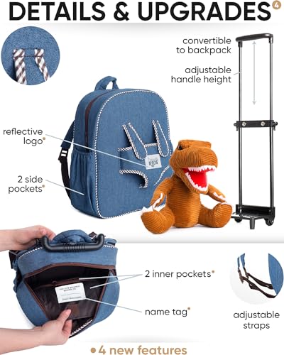 Naturally KIDS Toddler Suitcase w. Plush Brown Dinosaur Toy, w. Pockets - color: 04 Dinosaur Trex, size: Large