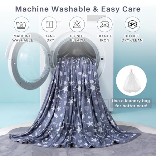 Cooling Blanket Twin Size 60"x90" Dual-Sided Thin Summer Blankets - color: Grey - Starfish, size: Twin 60"x90"
