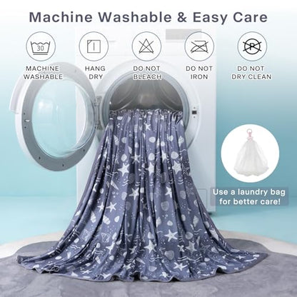 Cooling Blanket Twin Size 60"x90" Dual-Sided Thin Summer Blankets - color: Grey - Starfish, size: Twin 60"x90"