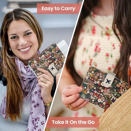Passport Holder for Travel, RFID Blocking Wallet with Magnetic Closure - color: G-Flower