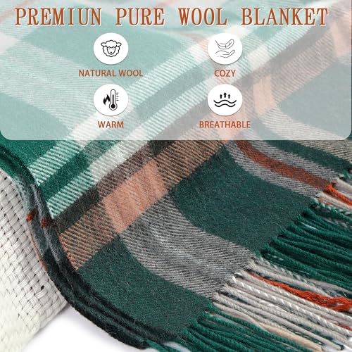 Soft Pure Wool Throw Blanket, Lightweight Warmth, Green, 55"x83", - color: Verdant Jungle, size: Standard (1.5 lbs)