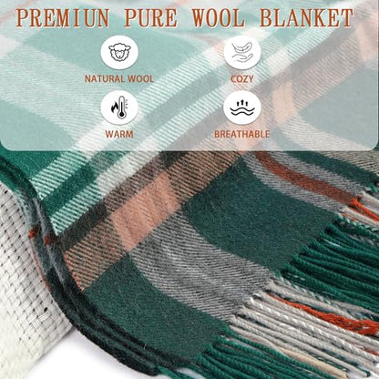 Soft Pure Wool Throw Blanket, Lightweight Warmth, Green, 55"x83", - color: Verdant Jungle, size: Standard (1.5 lbs)