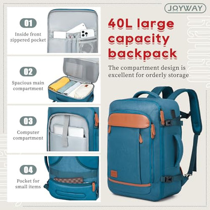 Joyway Expandable Luggage Sets 5 Piece, Lightweight Hard Shell Travel Suitcase Set with Spinner Wheels and TSA Lock (5 piece set，Blue) - color: Blue, size: 5 piece set