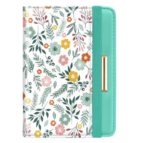 Coco Rossi Passport Holder for Travel Women Slim RFID Passport Cover Wallet - color: Green Daisy
