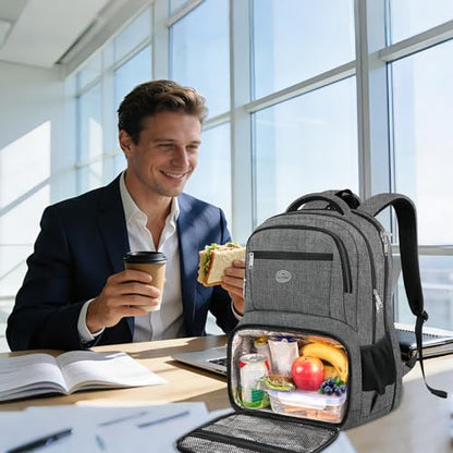 MATEIN Backpack Lunchbox for Men, Anti Theft Cooler Backpack Fit 17" Laptop - color: Grey, size: 17 Inch