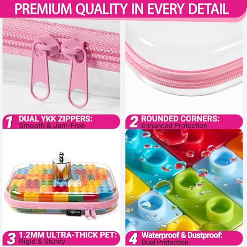 YQBRAO Clear Hard Shell Organizer Case Set, 3-Pack, Pink - color: Pink, size: LMS