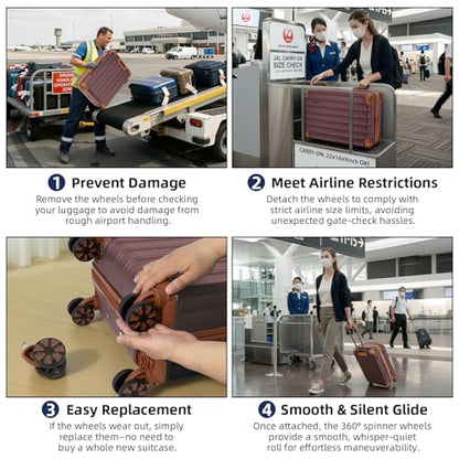 Cobens Luggage Sets 5 Piece, Suitcases with Wheels, TSA Lock, 20/24/28 Inch | ABS Hardshell Suitcase Set, Impact-Resistant Corners, Detachable 360° Wheels, Telescopic TPU Handle, Duffel&Toiletry Bag - color: Red