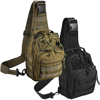 Tactical Shoulder Bag,1000D Outdoor Military Sling Daypack Backpack - color: 2 Pack Black and Green