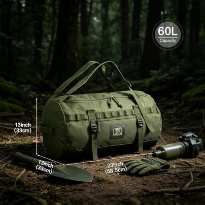 60L Duffle Bag for Travel Gym & Sports Duffel Bag Backpack for Men - color: Green