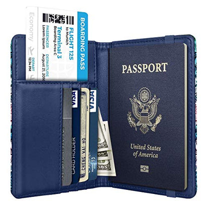 Coco Rossi Passport Holder for Travel Women Slim RFID Passport Cover Wallet - color: Mandala