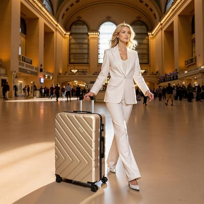 Eeeza Luggage Sets,5 Piece (20"/24"/28"/DB/TB) Champagne - color: Champagne