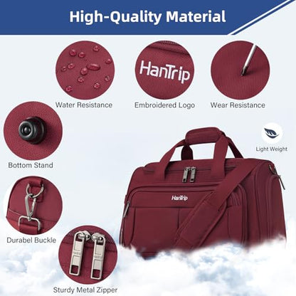 HanTrip 16 Inch Under Seat Carry On Duffle Bag for Airplanes, Burgundy - color: Burgundy, size: Carry-on 16.5-Inch