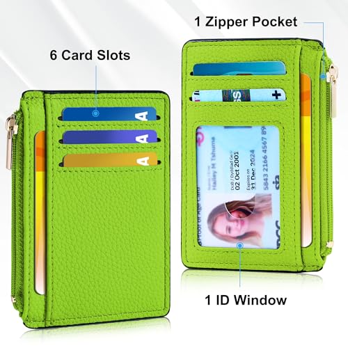 Tipmile Womens Credit Card Holder Wallet, Small Slim RFID Blocking Sleeve - color: Neon Green