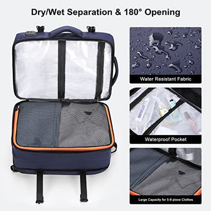HOMIEE 40L Expandable Carry on Backpack Fit 15.6 Inch Laptop for Travel - color: Blue