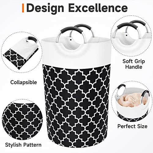 Large Laundry Basket, 115L Tall Collapsible Hamper with Handles, Black - color: Black, size: 115l