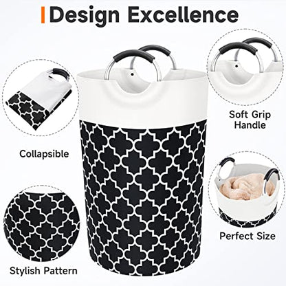 Large Laundry Basket, 115L Tall Collapsible Hamper with Handles, Black - color: Black, size: 115l
