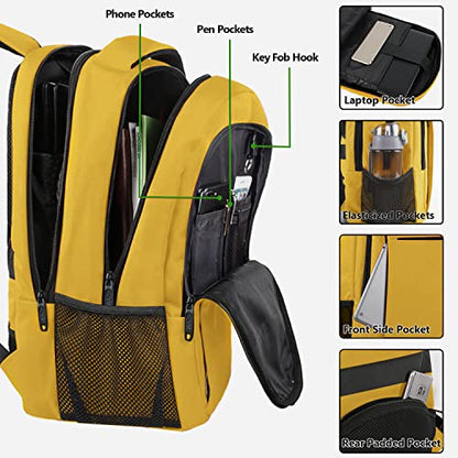MATEIN Yellow Travel Laptop Backpack, 15.6 Inch Computer Student Bookbag - color: Yellow, size: 15.6 Inch