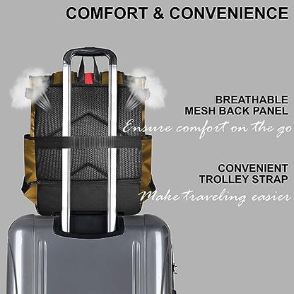 Unisex Laptop Tote Backpack Convertible Lightweight Nylon Water-Resistant Everyday Shoulder Tote bag Backpack with Water Bottle Pocket Work Travel, Khaki - color: Khaki