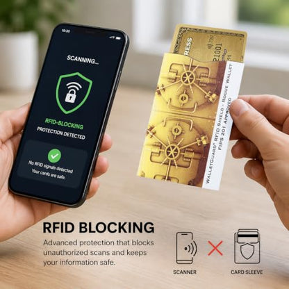 ROGUE WALLET RFID Blocking Credit Card Sleeves, Gold, Durable(10 pack) - color: Gold