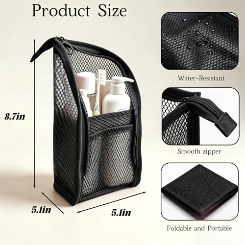 Standing Toiletry Bag, Lightweight Portable Travel Toiletry Bag, EVA Foldable Thickened Clear Hanging Makeup Bag, Breathable Cosmetic Organizer for Travel & Bathroom (Black and white) - color: Black and white