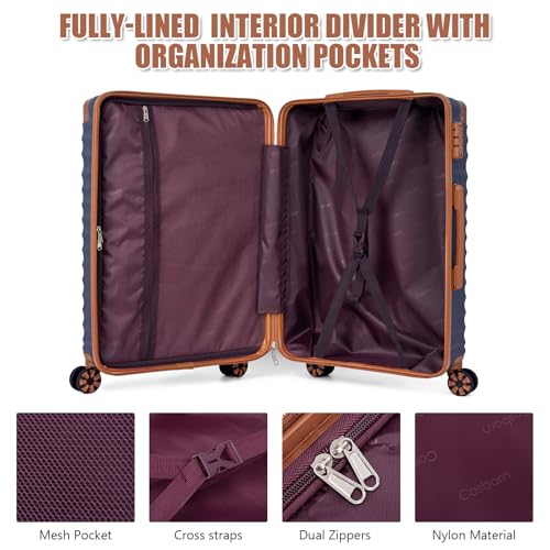 Cosbarn Luggage Sets 5 Pcs Suitcases with Wheels, 20"/24"/28",DarkBlue - color: DarkBlue, size: 5 Piece Sets (20/24/28/Db/Tb)