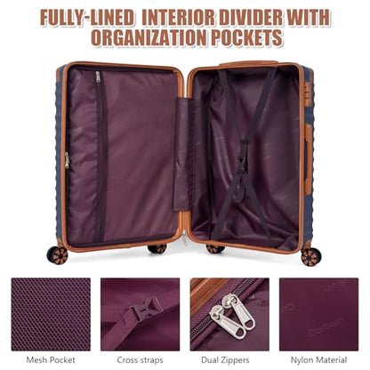 Cosbarn Luggage Sets 5 Pcs Suitcases with Wheels, 20"/24"/28",DarkBlue - color: DarkBlue, size: 5 Piece Sets (20/24/28/Db/Tb)