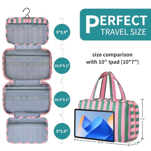 Personalized Travel Hanging Toiletry & Makeup Bag Striped Green D - color: Striped Green, size: D