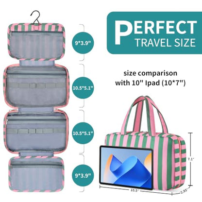 Personalized Travel Hanging Toiletry & Makeup Bag Striped Green E - color: Striped Green, size: E