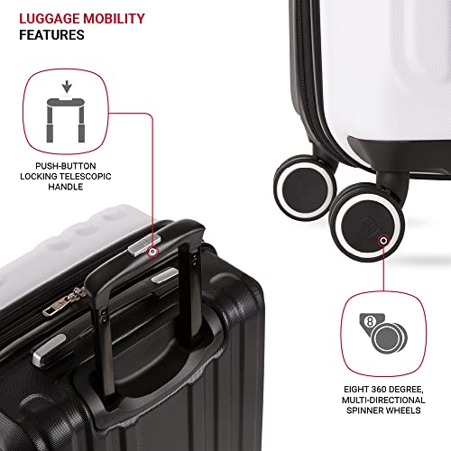 SwissGear 8028 Hardside Expandable Spinner Luggage, Black/White, Checked-Large 28-Inch - color: Black/White, size: Checked-Large 28-Inch