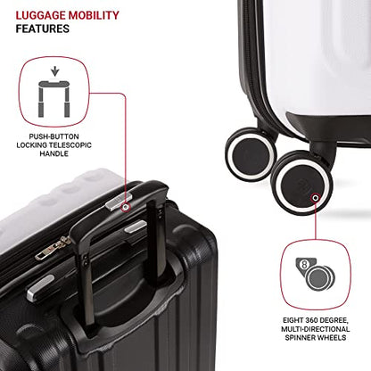 SwissGear 8028 Hardside Expandable Spinner Luggage, Black/White, Checked-Large 28-Inch - color: Black/White, size: Checked-Large 28-Inch