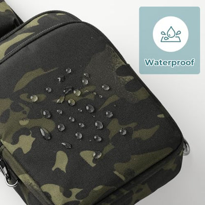 BROADREAM Sling Bag, Crossbody Bag with Anti-Theft Lock Zipper, RFID Blocking & Water Resistant for Travel Work Sport - color: Camouflage Green