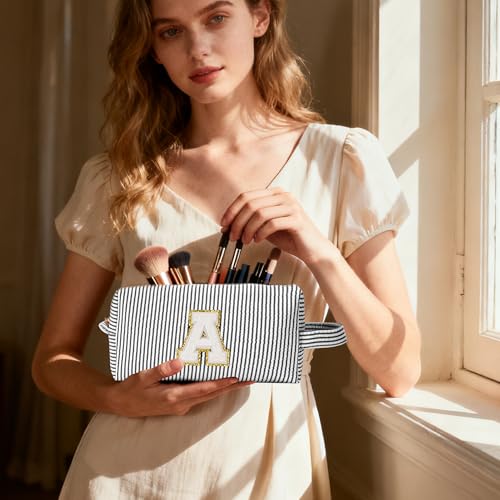 Travel Essentials - Portable Travel Toiletry Bag for Women, Initial Makeup Kit Organizer Make up Cosmetic Bag Set, Black C - color: Black, style: C