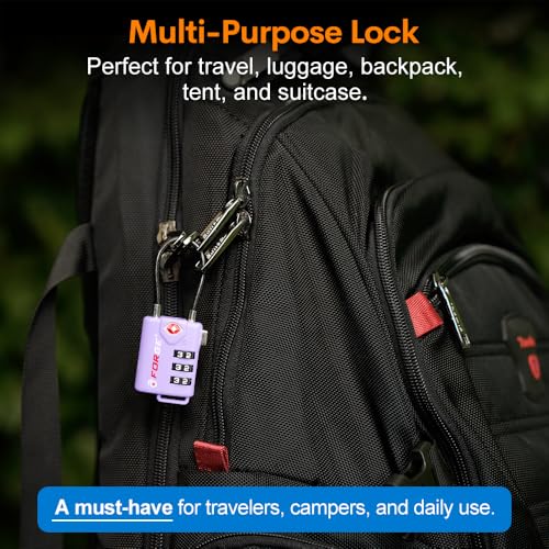Forge TSA Approved Luggage Locks, Re-settable Combination with Alloy Body, Purple 4 Locks. - color: Purple 4 Pack