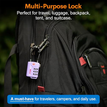 Forge TSA Approved Luggage Locks, Open Alert Cable Lock, Lavender, 4 Pack - color: Purple 4 Pack